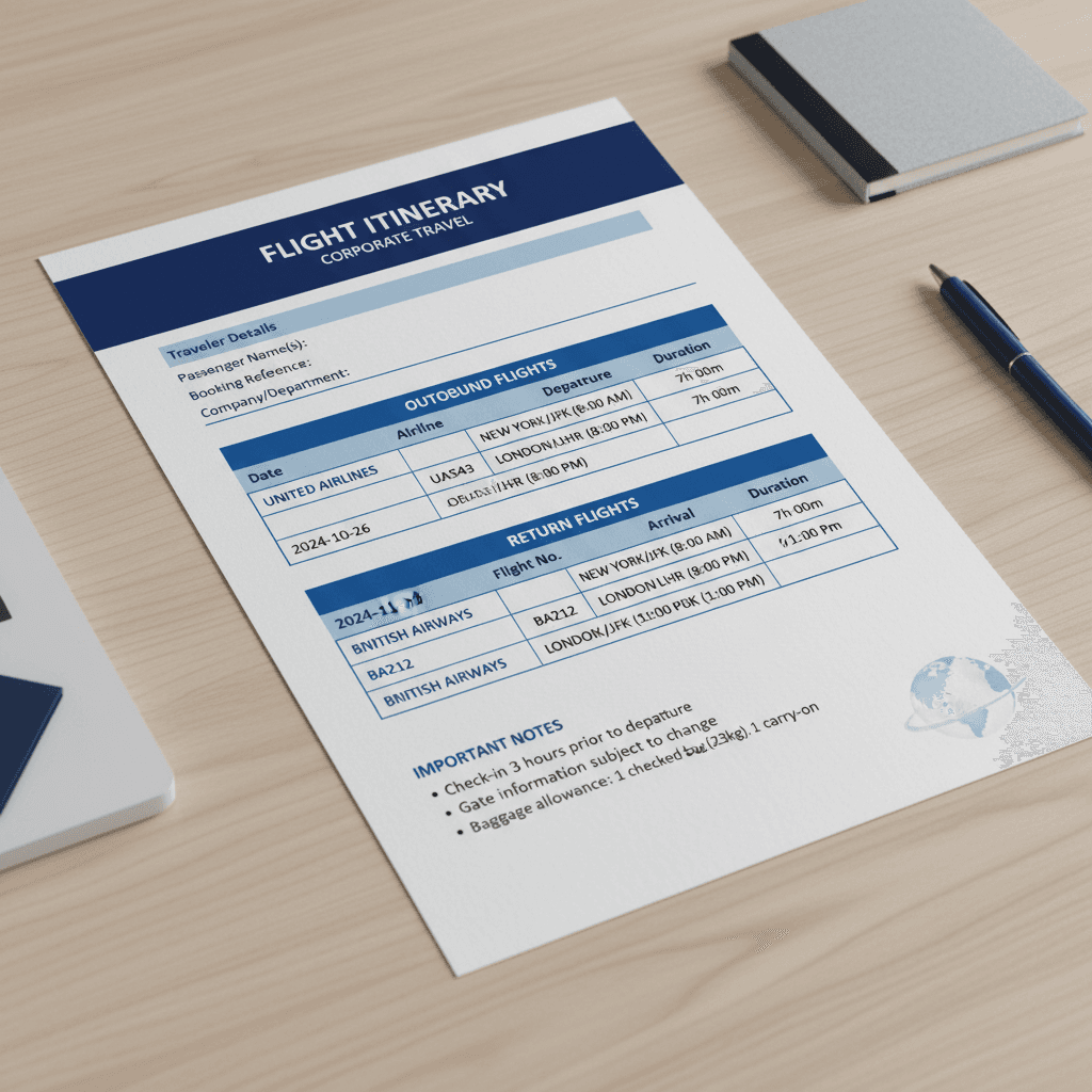 Plantilla de Itinerario de Vuelo para Solicitud de Visa 2026